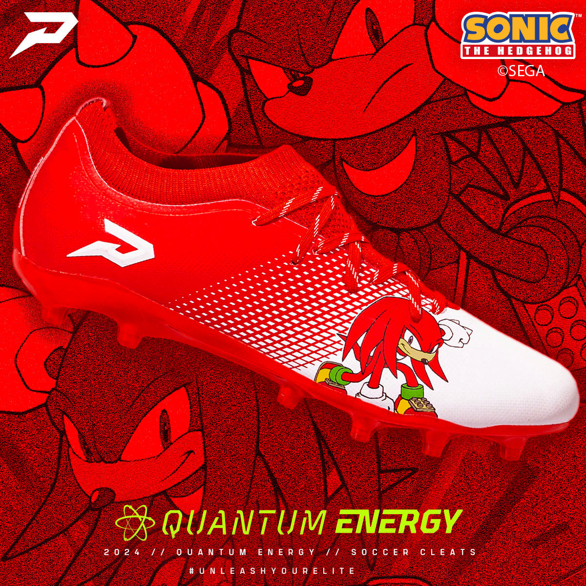Knuckles the Echidna Flag Football Cleats - Quantum Energy by Phenom Elite