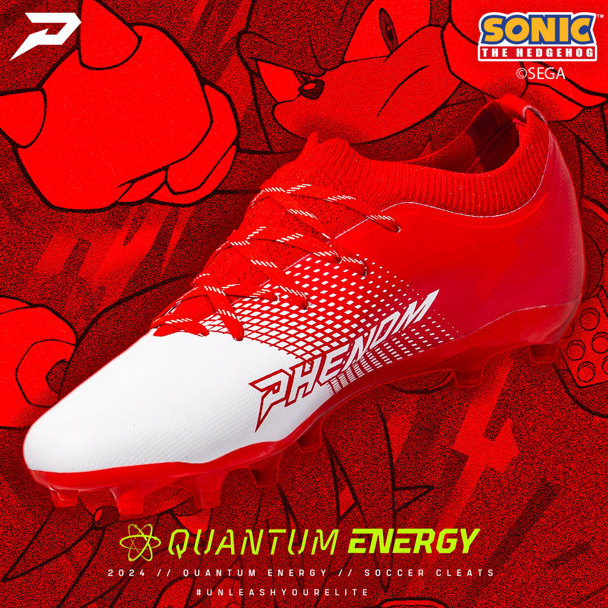 Knuckles the Echidna Flag Football Cleats - Quantum Energy by Phenom Elite